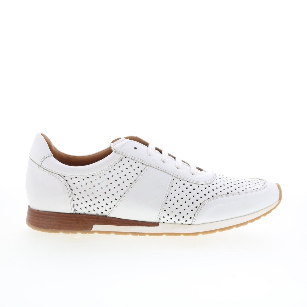 Mezlan Leather Lace Up Lifestyle Sneakers Shoes White RETAIL $495